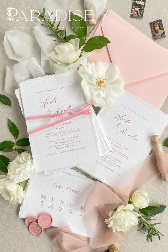 Emeline Handmade Paper Wedding Invitation Sets