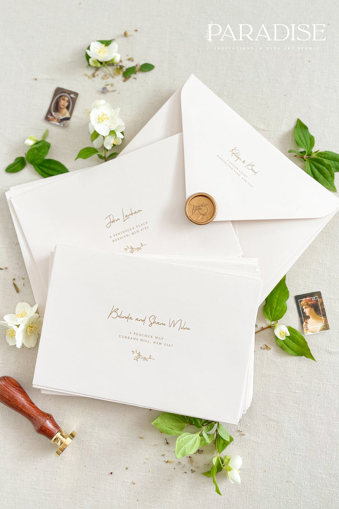 Almond envelopes and address printing