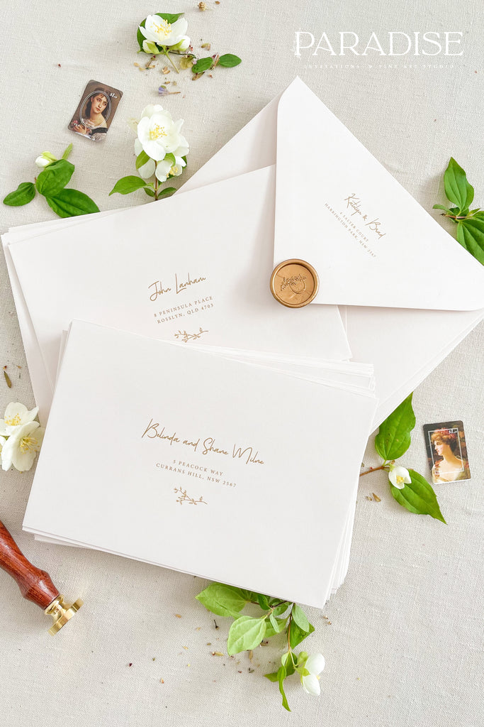 Almond envelopes and address printing