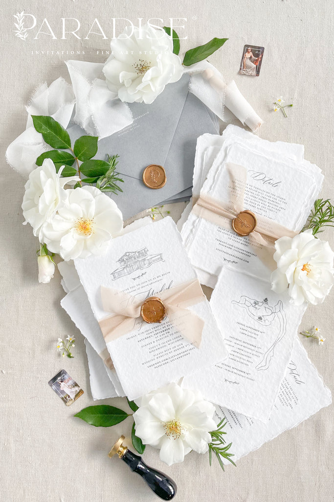 Clara Handmade Paper Wedding Invitation Sets