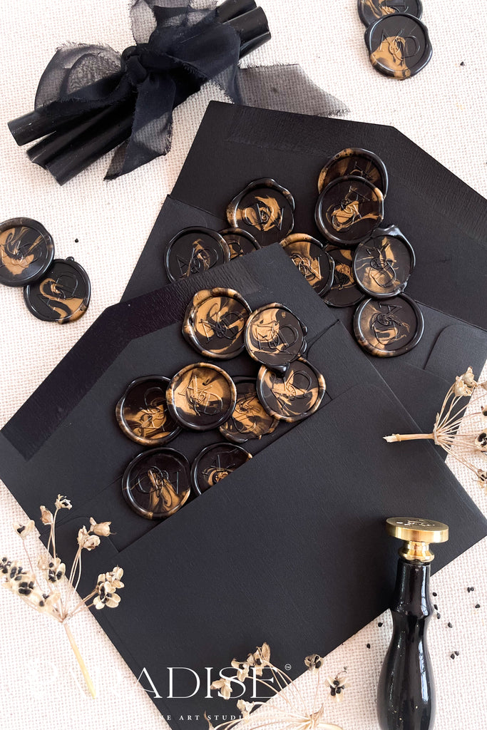 Black and Gold Marble Wax Seals