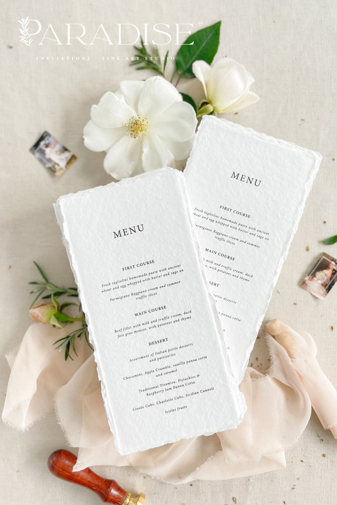 Severine Handmade Paper Wedding Menus