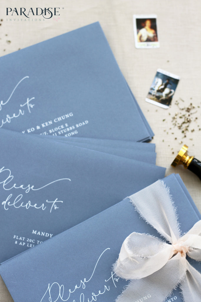 Sky Blue Envelopes White Ink Printing