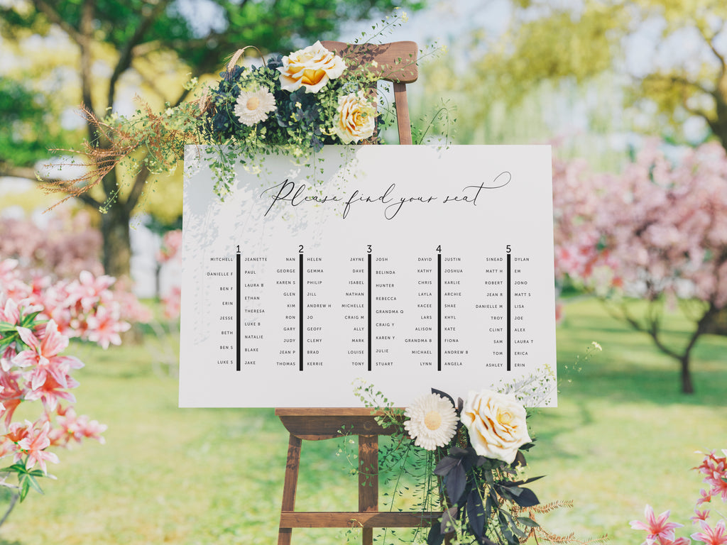 Table Seating chart, Printable Seating Charts, type: Wedding Stationery
