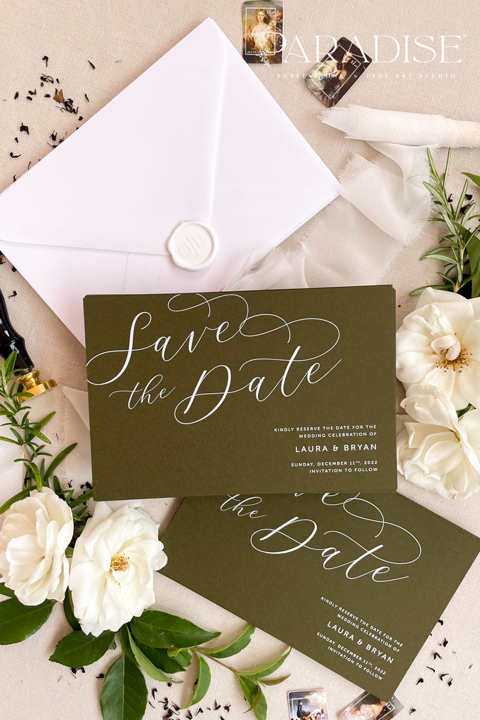 Leona White Ink Save the Date Cards
