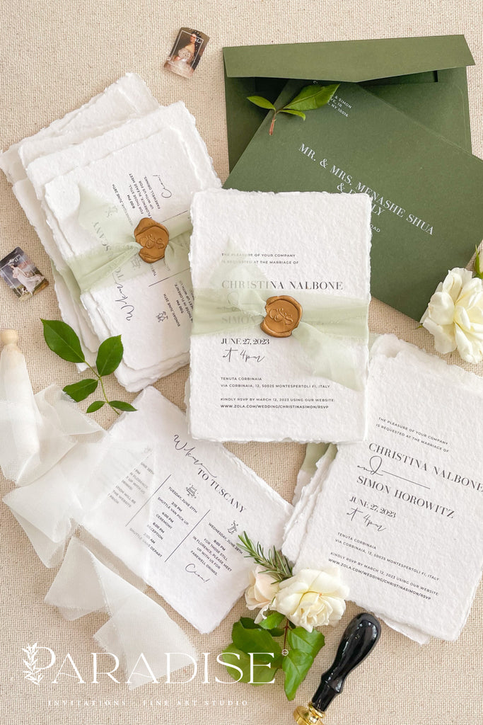 Jeanee Handmade Paper Wedding Invitation Sets