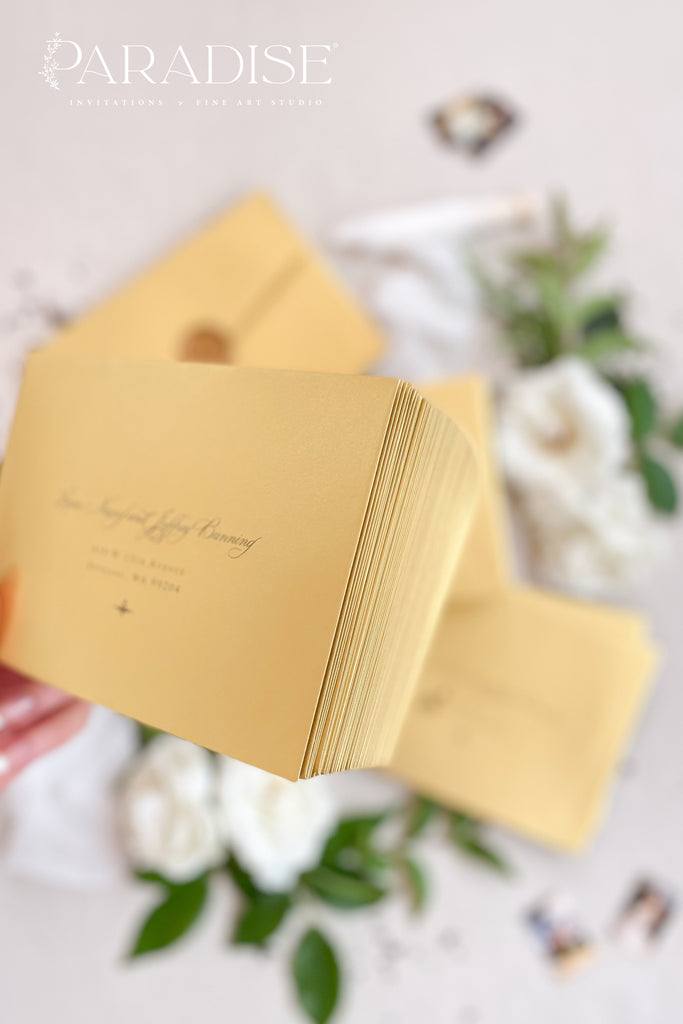 Golden Luxe Envelopes and Black Ink Printing