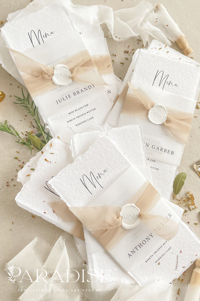 Aurorette Handmade Paper Wedding Menus