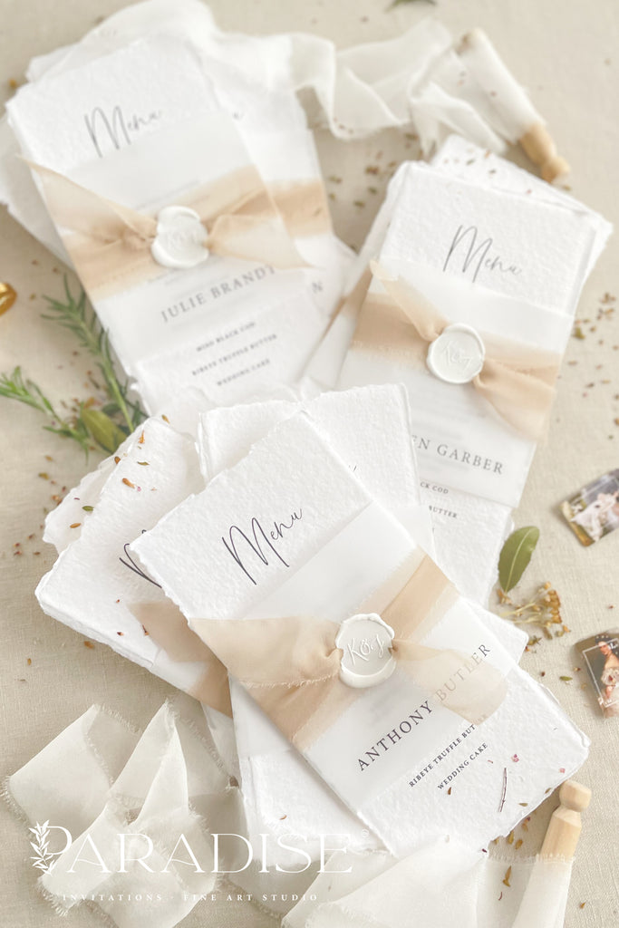 Aurorette Handmade Paper Wedding Menus