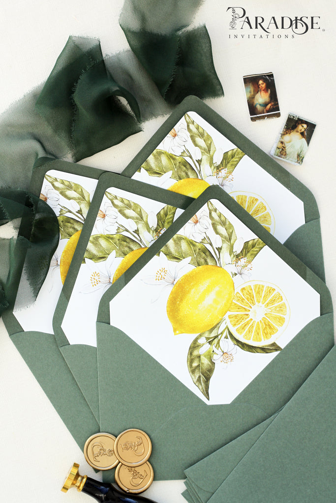 Watercolor Lemons Envelope Liners and Envelopes