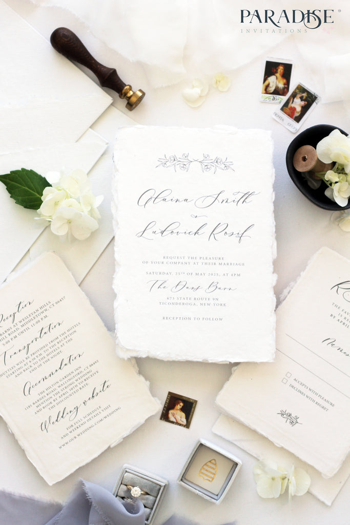 Chantalle Handmade Paper Wedding Invitation