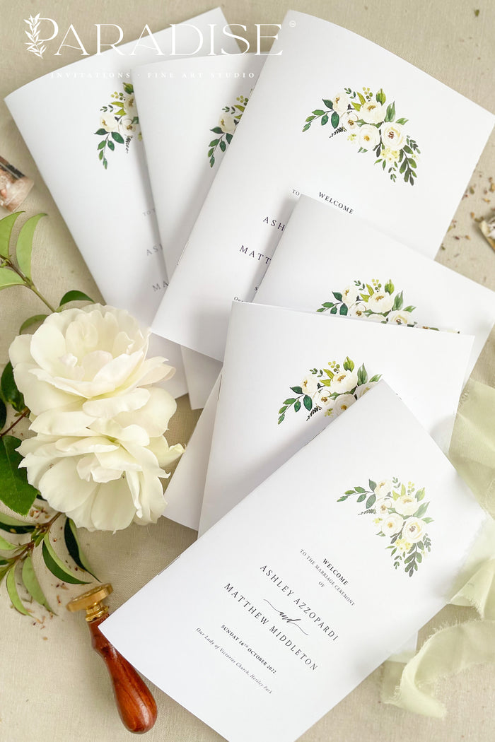 Honorine Watercolor Floral Wedding Programs