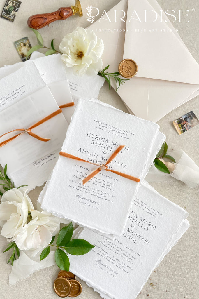 Cecilla Handmade Paper Wedding Invitation Sets