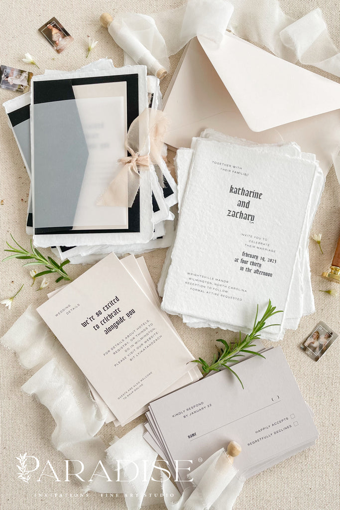 Clarinda Handmade Paper Wedding Invitation Sets
