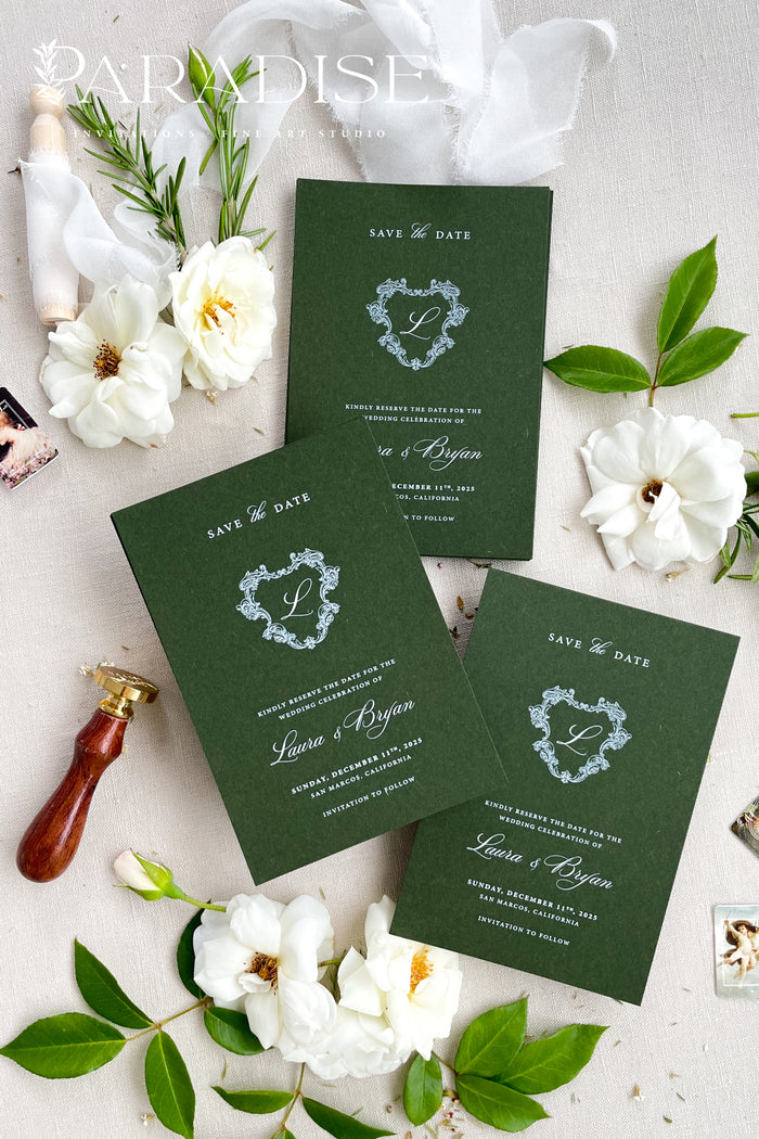 Angelique Forest Green Save the Date Cards
