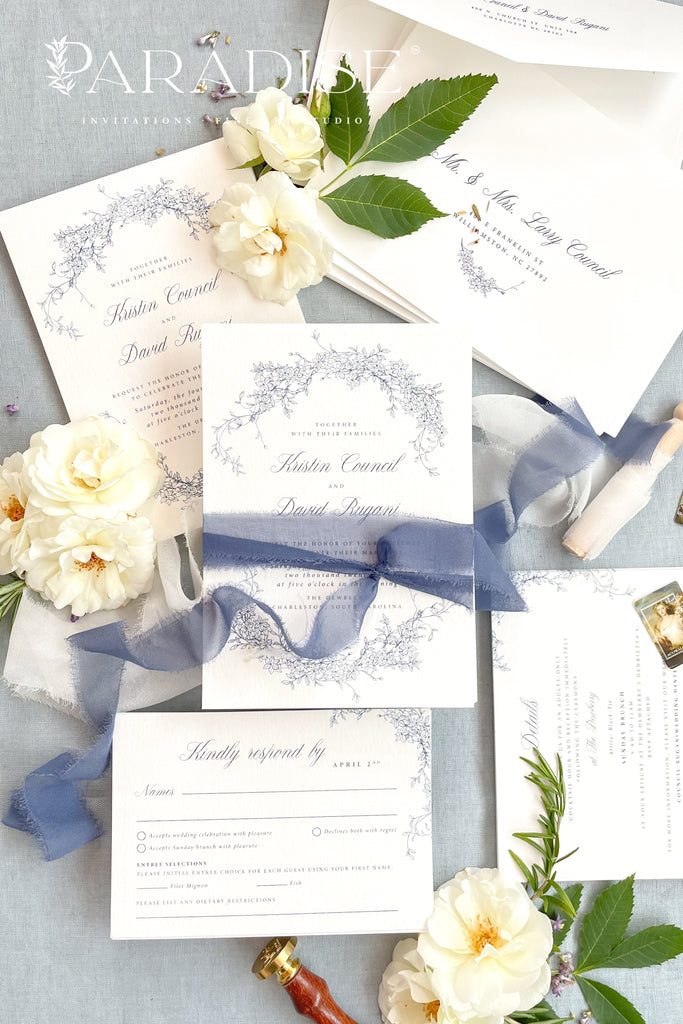 Herminie Silk Ribbon Wedding Invitations