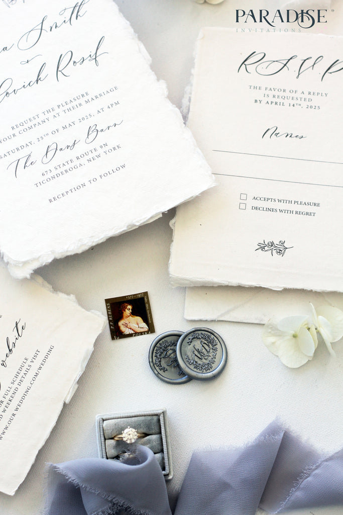 Chantalle Handmade Paper Wedding Invitation