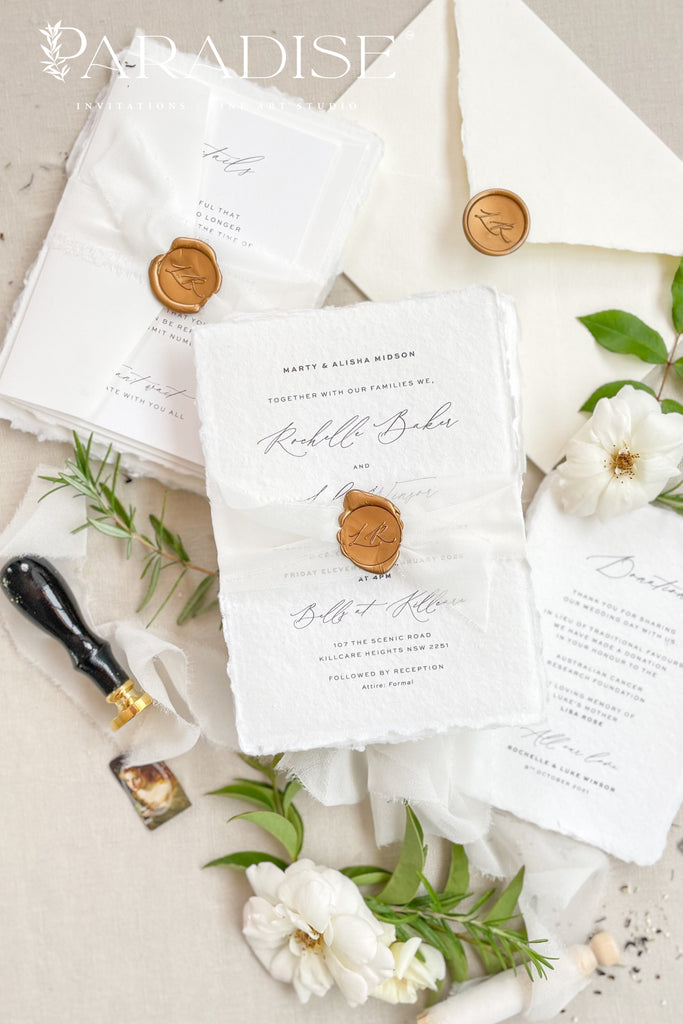 Rosalee Handmade Paper Wedding Invitation Sets