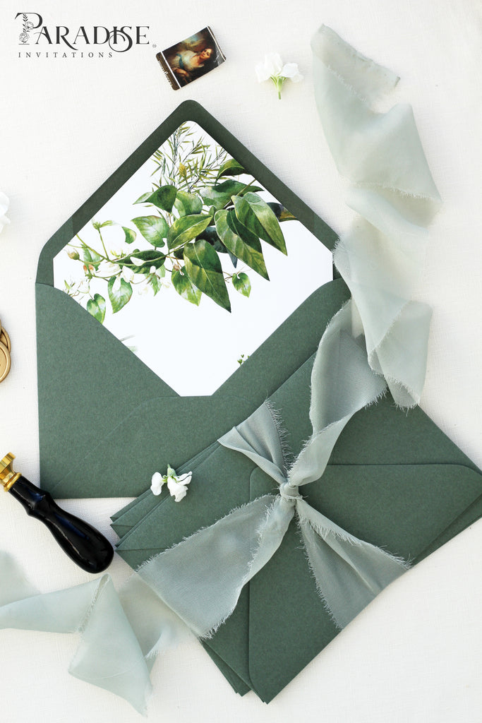 Green Leaves Envelope Liners and Envelopes