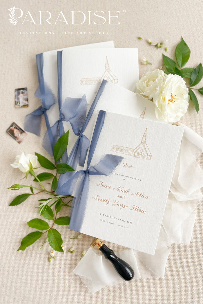 Fleurette Silk Ribbon Wedding Programs