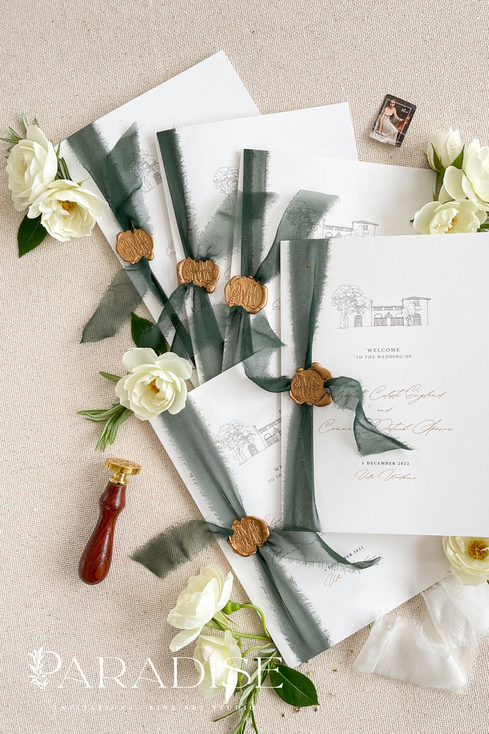 Clareta Silk Ribbon Wedding Programs