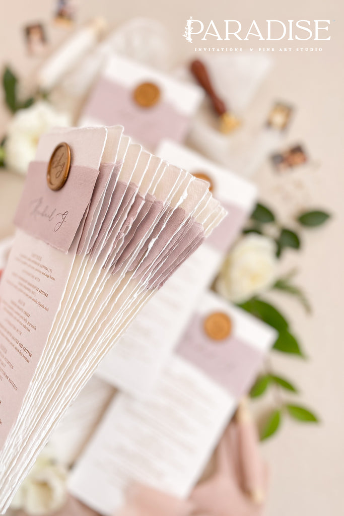 Harmony Handmade Paper Wedding Menus