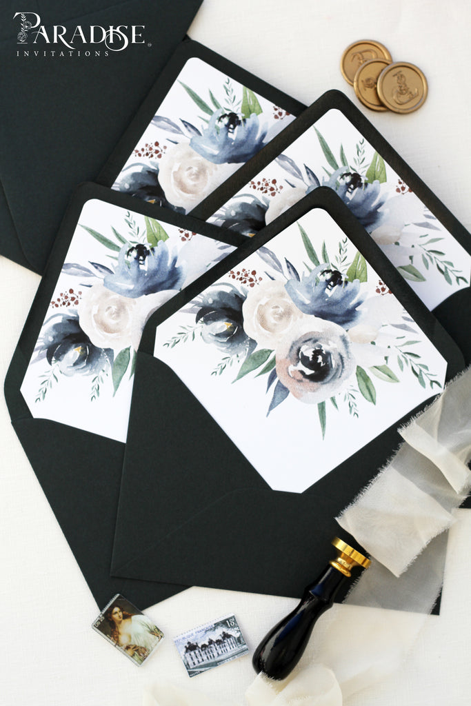 Dusty Blue Floral Envelope Liners and Envelopes