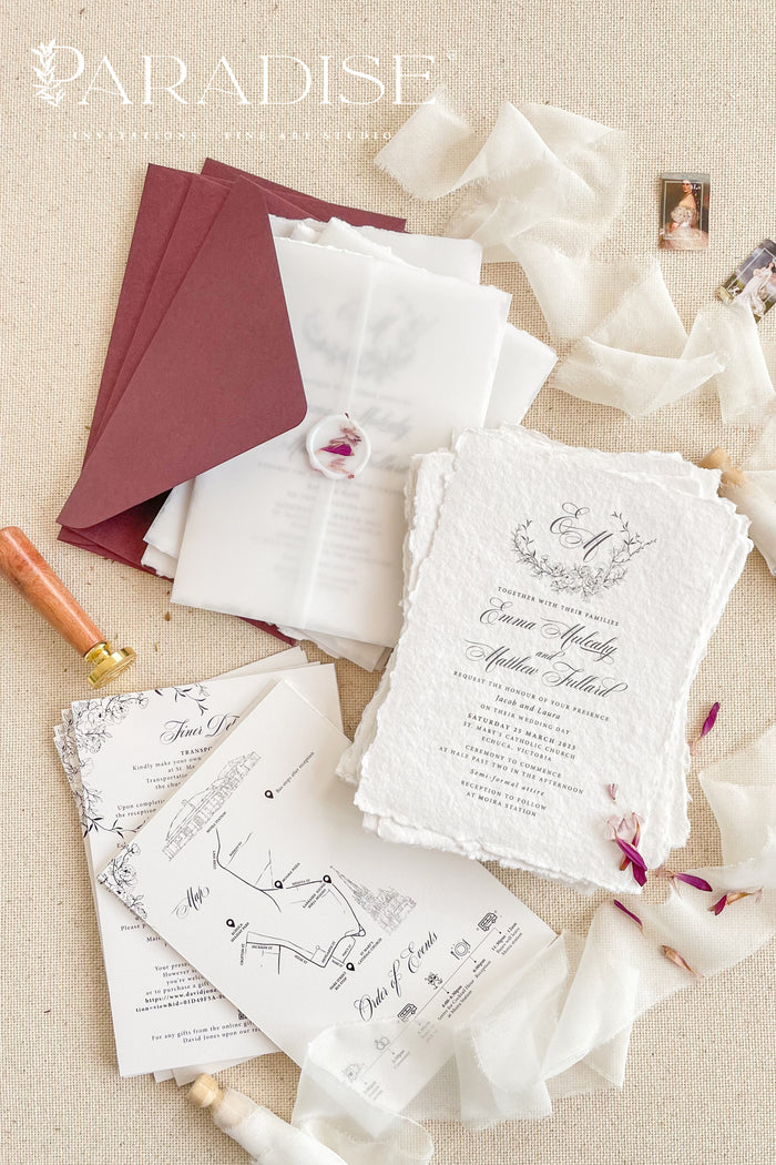 Clemence Handmade Paper Wedding Invitation Sets