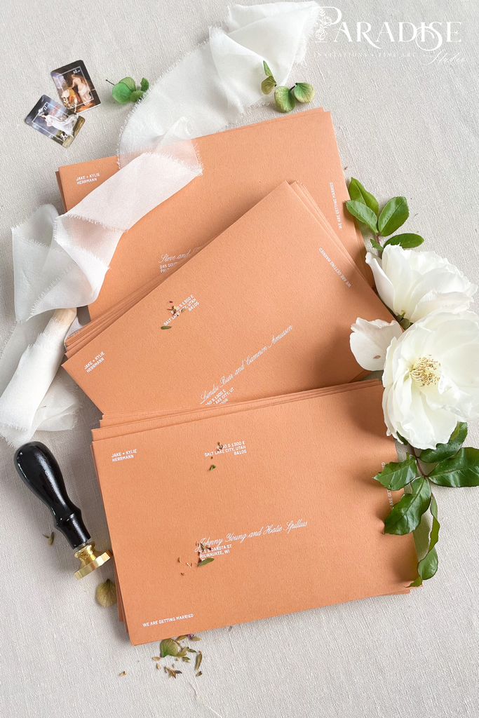 Terracotta Envelopes and White ink Printing