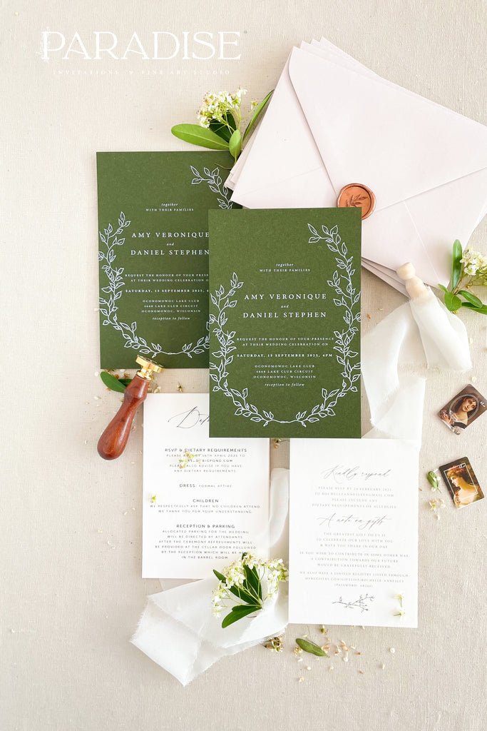 Emery Forest Green Wedding Invitations