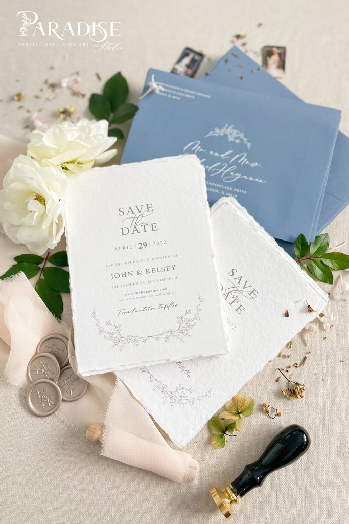Marla Handmade Paper Save the Date Cards