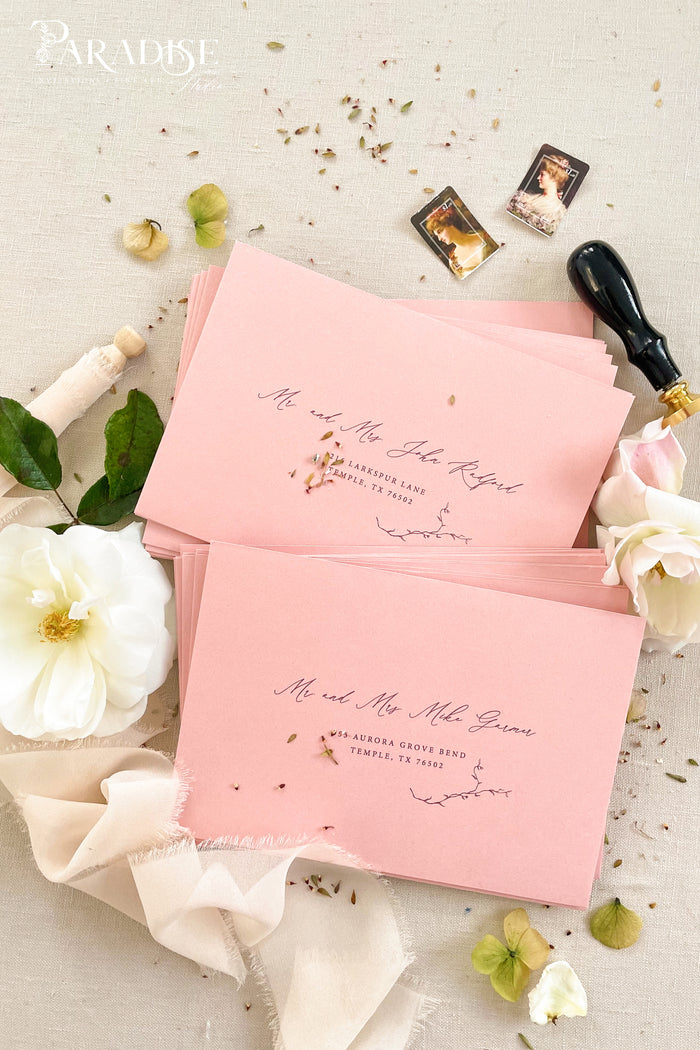 Dusty Pink Envelopes and Black Ink Printing