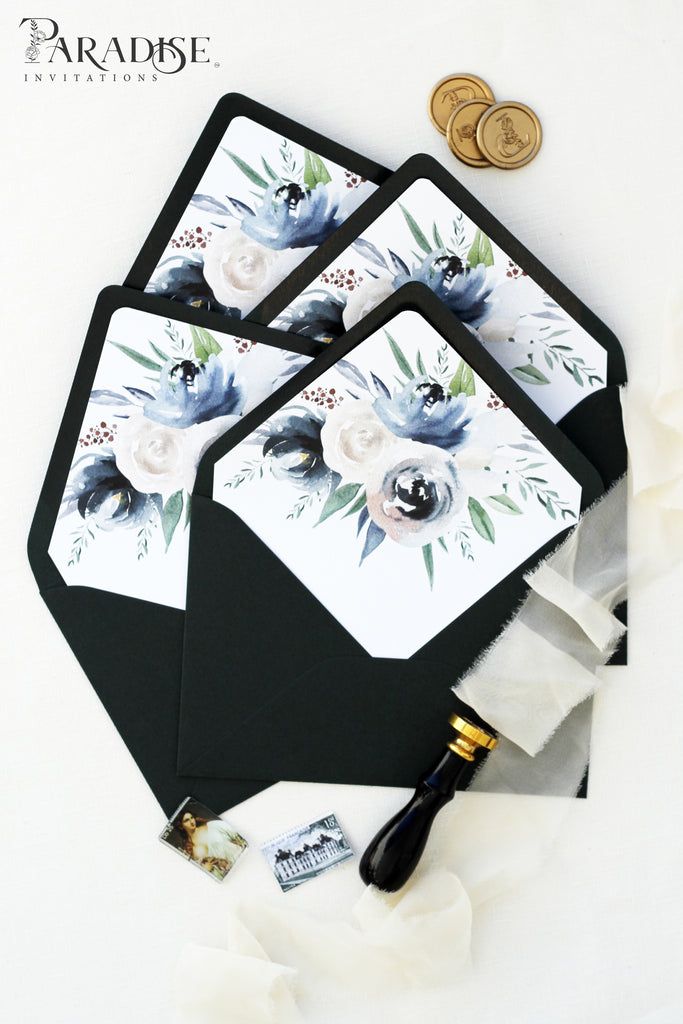 Dusty Blue Floral Envelope Liners and Envelopes