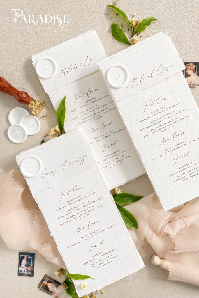 Jemma Handmade Paper Wedding Menus