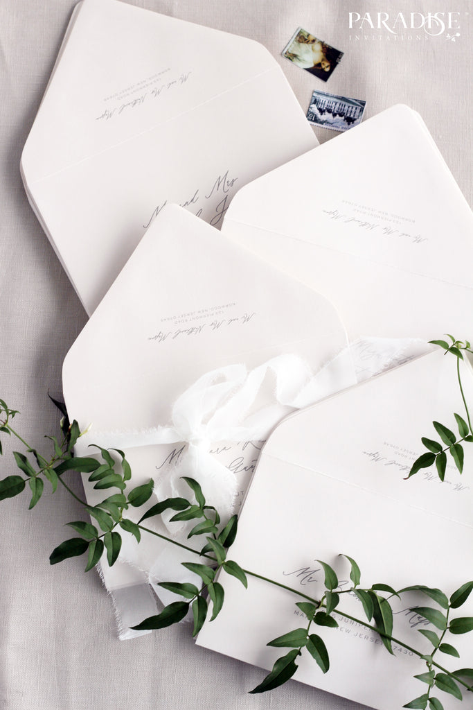 Almond Envelope Grey Ink Address printing