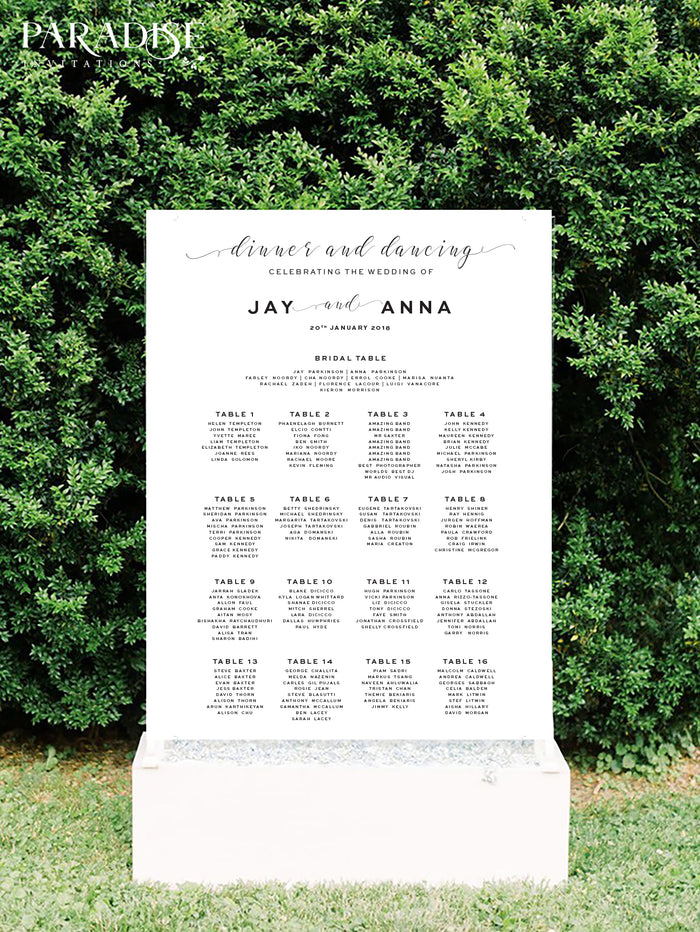 Anna Modern Calligraphy Table Seating Chart