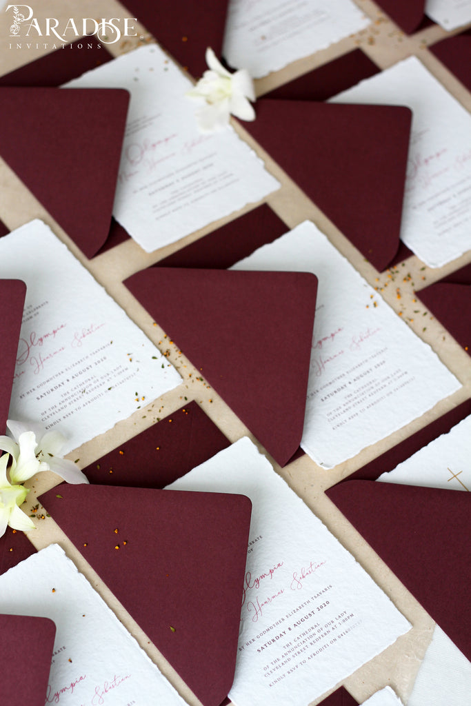 Afroditi Handmade Paper Christian Invitation, Envelopes Merlot