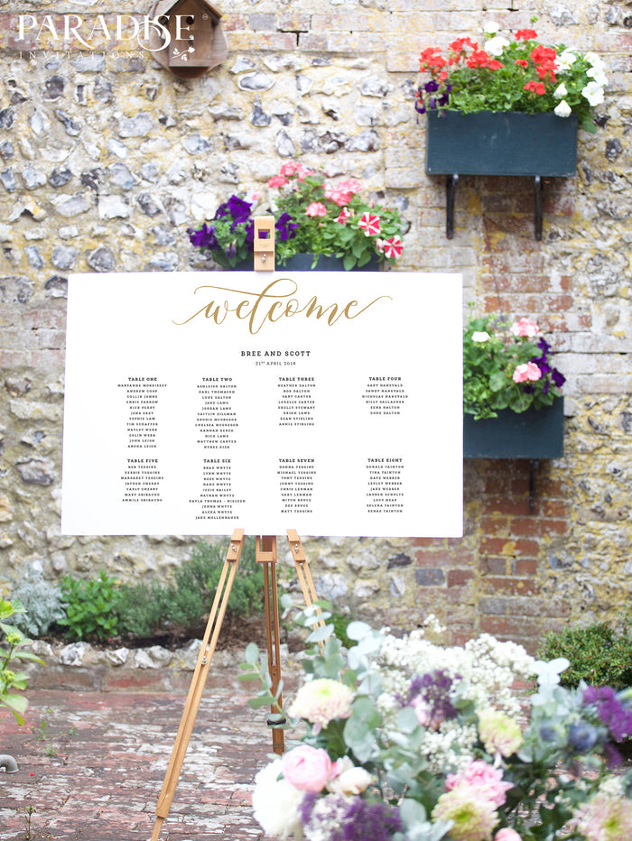 Golden Calligraphy Table Seating Chart