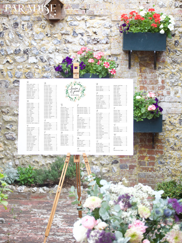 Heather Green Floral Table Seating Chart