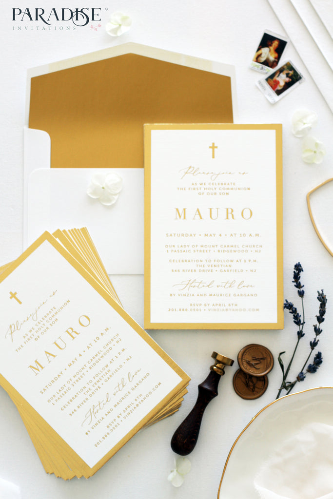 Elegant Golden Foil Christian Invitation