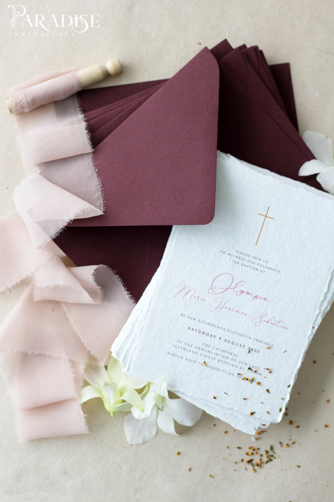 Afroditi Handmade Paper Christian Invitation, Envelopes Merlot