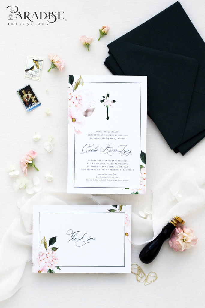 Liealia White Floral Christian Invitation