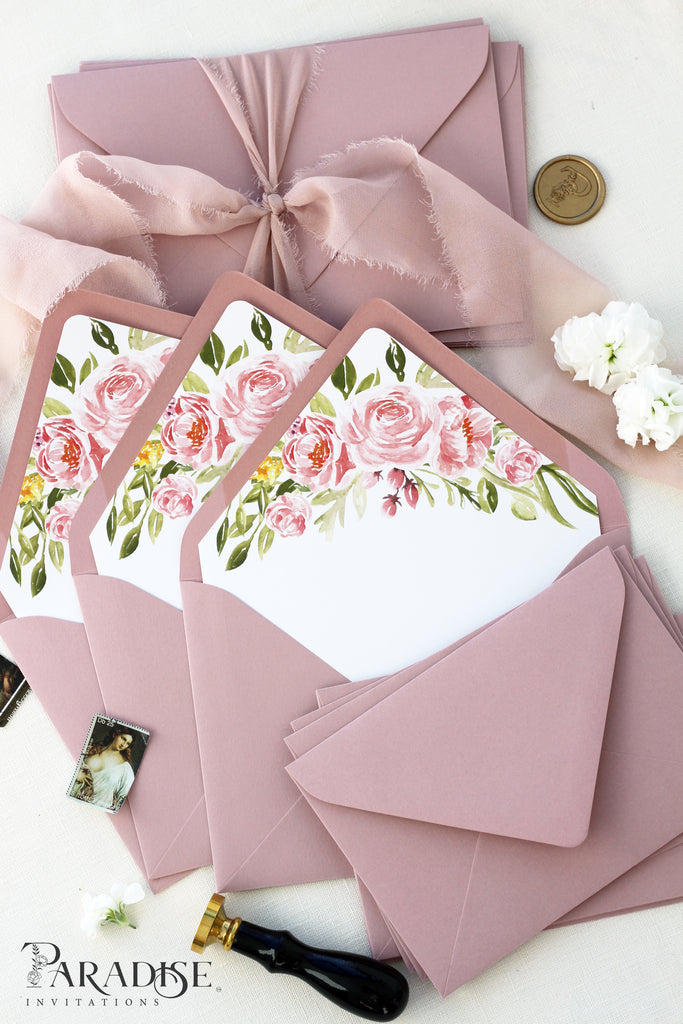 Wild Rose Envelopes and Blush Floral Envelope Liners