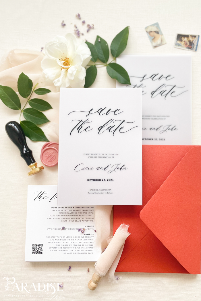 Lily Vellum Save the Date Cards